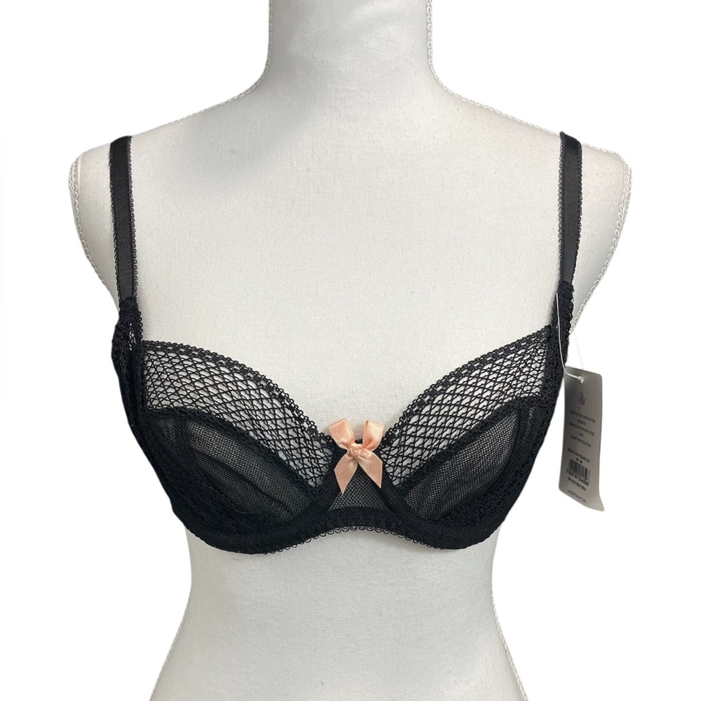Agent Provocateur L’Agent Carla Non Padded Sheer Lace Balconette Bra Black 36A - Picture 5 of 9